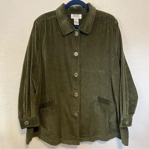 VTG Main Street Blues Green Chunky Corduroy Shacket Cotton Large